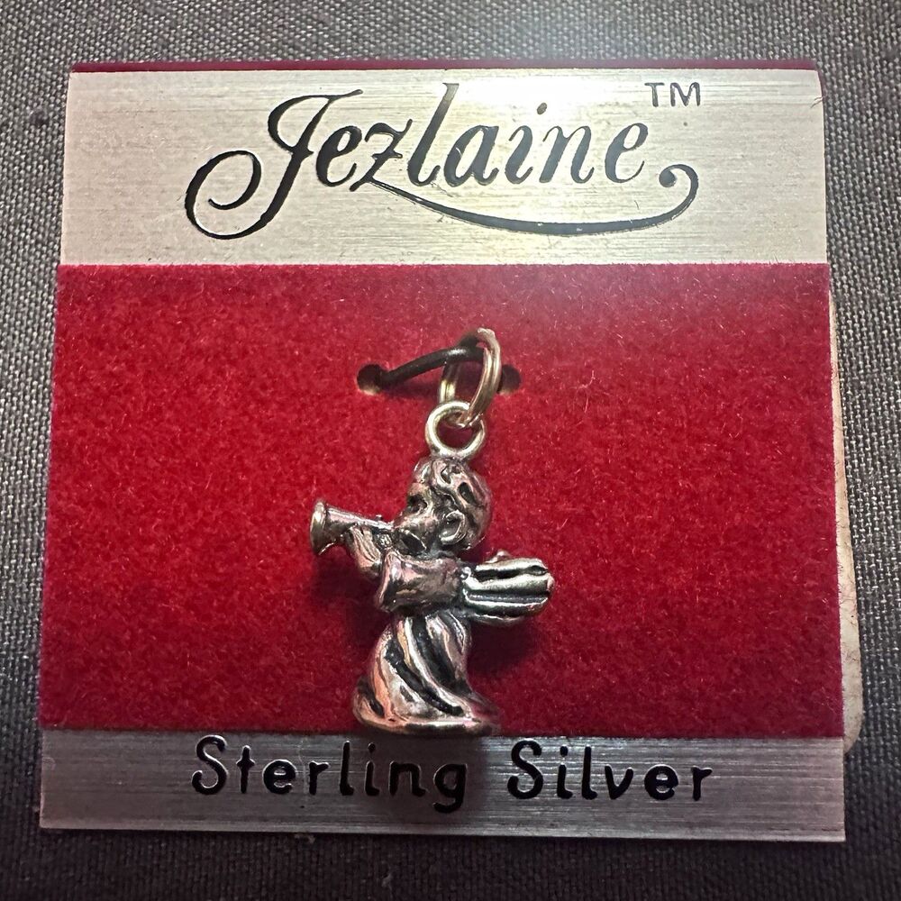 Vintage Jezlaine Sterling Silver Angel Trumpet Charm Christmas NOS Kohl’s